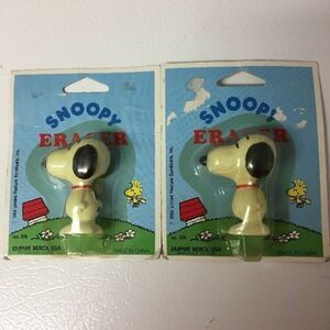 Vintage 1966 Peanuts Snoopy Eraser Empire Lot of 2